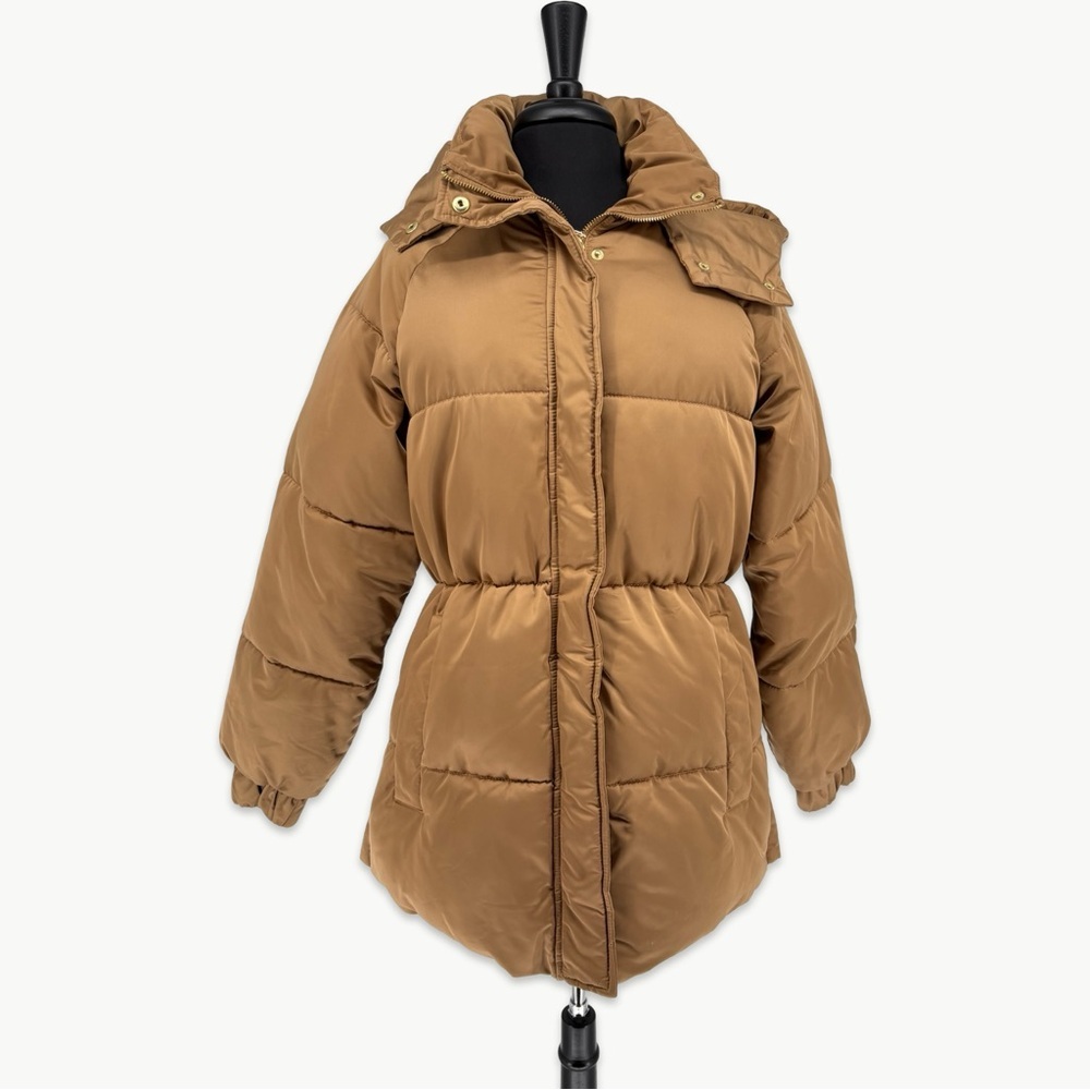 Abercrombie Ultra Puffer Mid Length Coat Size Medium Golden Brown Warm Winter